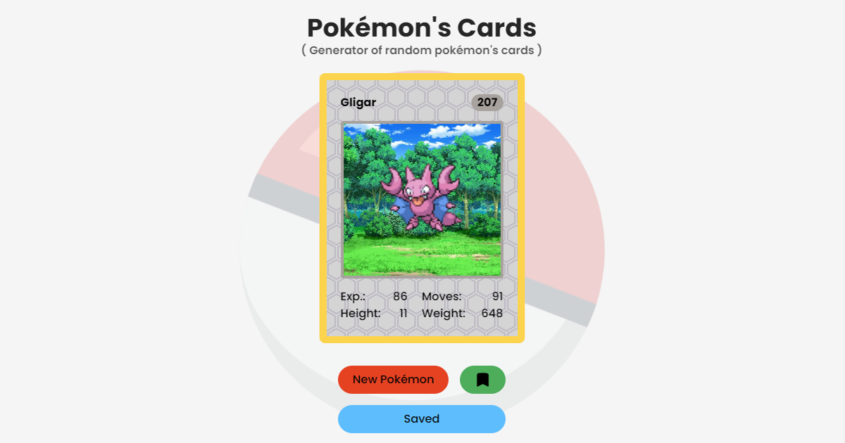 Pokmon Cards Generator - TypeScript and ReactJS